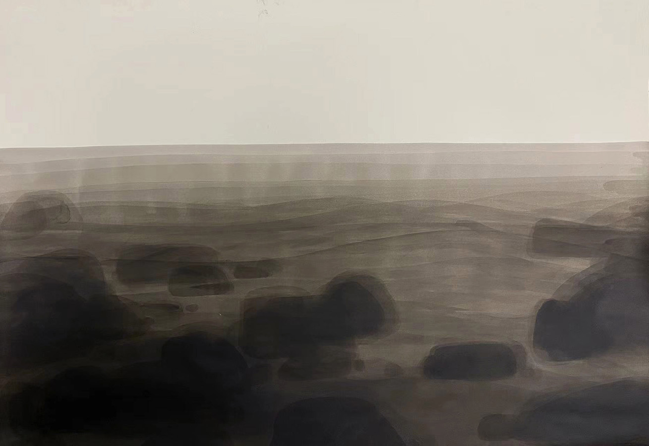 Wang Lintong王临潼_Stone by the Sea海边的礁石No.2_2023_acrylic and watercolor on paper_H78.7x108.6cm_900