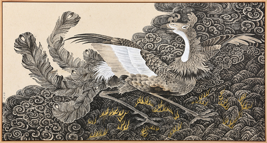 Zhang Wenzhi张文智_Firebird孟鸟_2022_Ink and color on rice paper_H89x169cm_s900