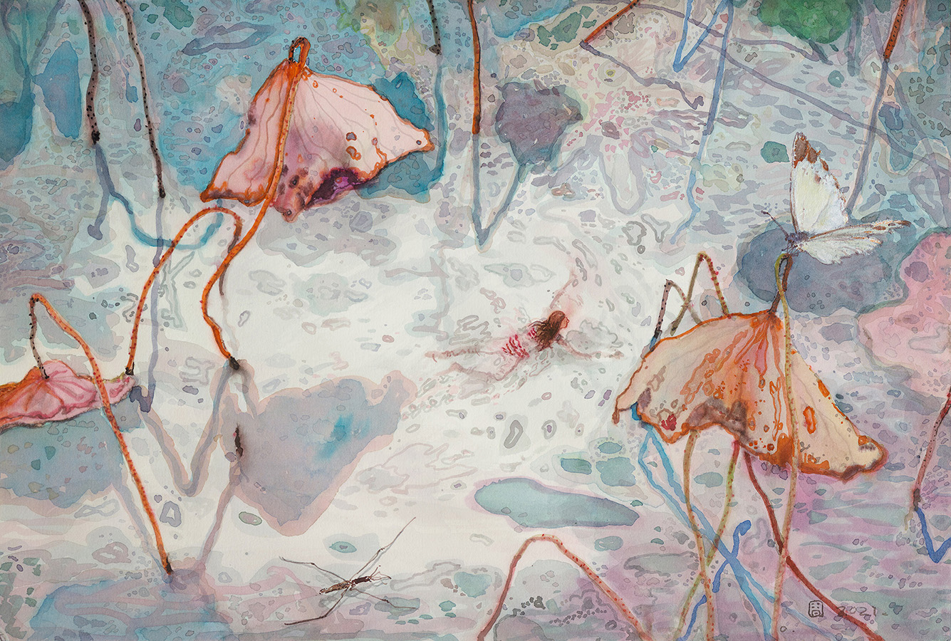 Zhou Jinhua_荷塘秋色No.4_2021_watercolor on paper_H21x31cm_s900